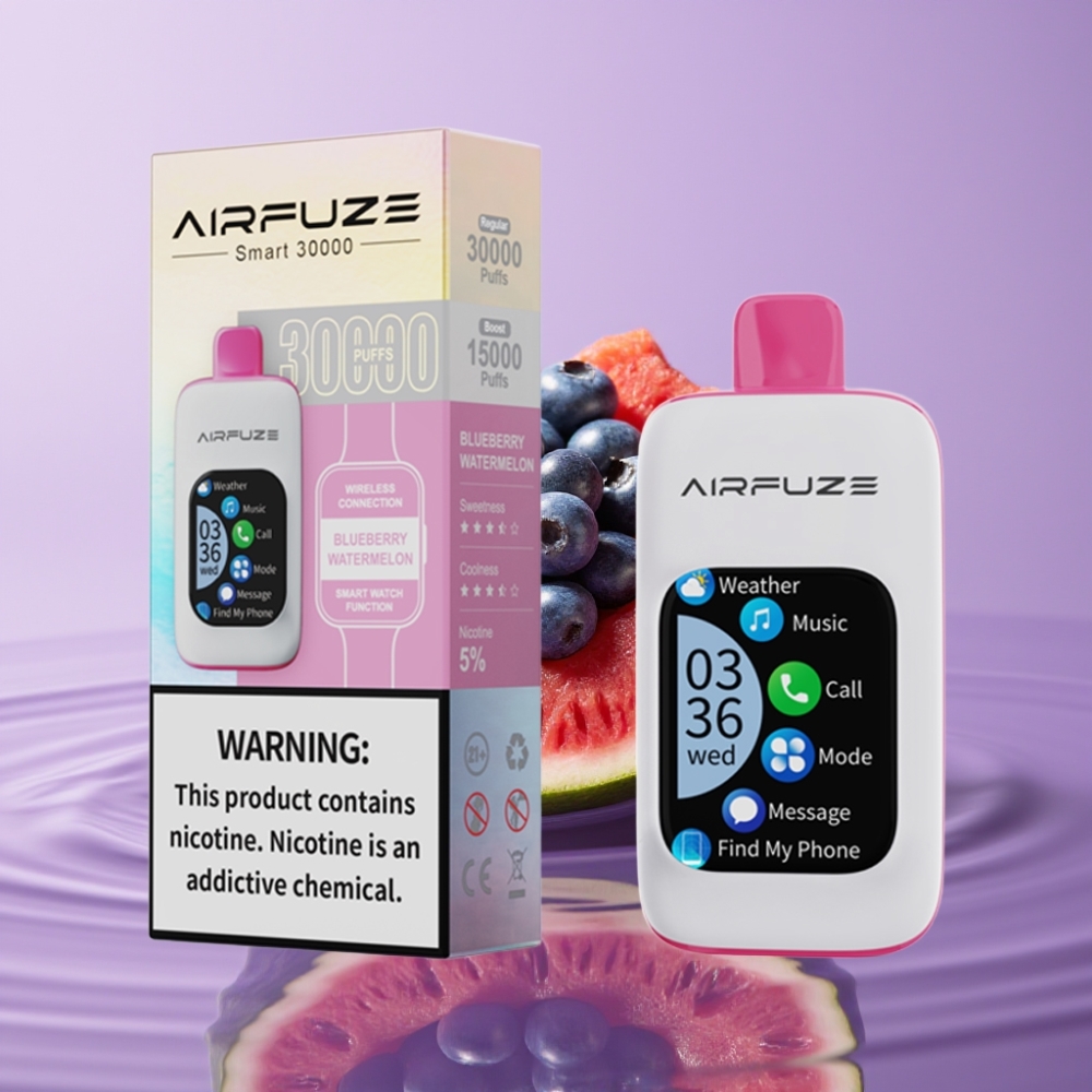 AirFuze Smart 30000 Puffs Disposable Pod - 5 نيكوتين، 900mAh، نوع-C، توت بلوبري وبطيخ