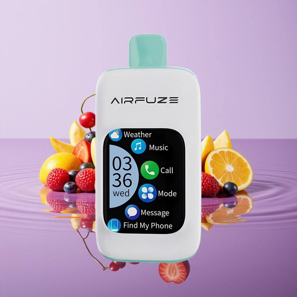 AirFuze Smart 30000 Puffs Disposable Pod - 900mAh، شاشة تعمل باللمس، نكهة فواكه قوس قزح