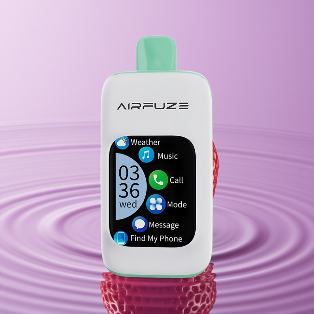 AirFuze Smart 30000 Puffs Disposable Pod - شريحة توت صيفي، شاشة لمس 201 إنش، سعة 900 مللي أمبير