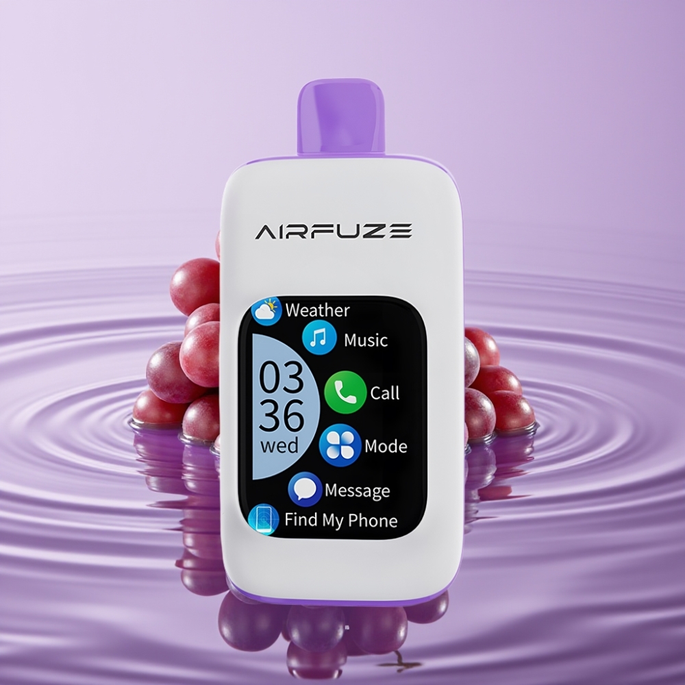 AirFuze Smart 30000 Puffs Disposable Pod عنب متفجر - شاشة لمس 201، 900mAh، Type-C