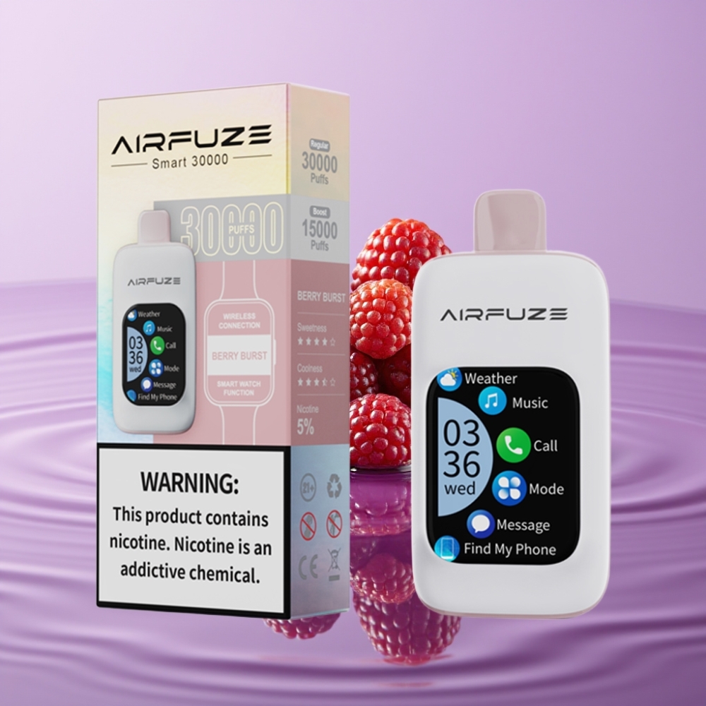 AirFuze Smart 30000 نفث جهاز بود قابل للتخلص مع شاشة لمس 201 بوصة ونيكوتين 5 ونكهة توت متفجر
