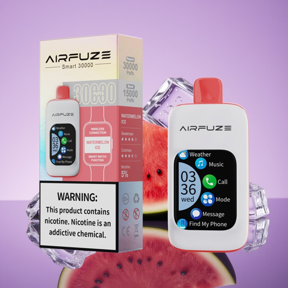 AirFuze Smart 30000 نفث جهاز تبخير قابل للتخلص بنكهة البطيخ المثلج - شاشة لمس 5 نيكوتين 900mAh