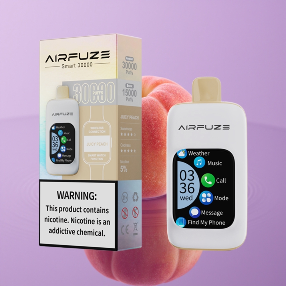 AirFuze Smart 30000 نفث عصير الخوخ شاشة تعمل باللمس 5 نيكوتين 900mAh