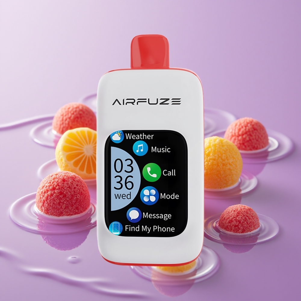 AirFuze Smart 30000 نَفثات جهاز تبخير قابل للتصريف بنكهة حلوى لوش الحامضة - شاشة تعمل باللمس 201 بوصة، 900 مللي أمبير