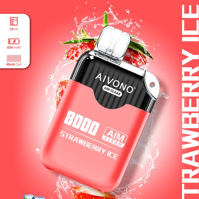Aivono AIM CLEAR 8000 جليد الفراولة - RF62V205 Aivono Kuwait
