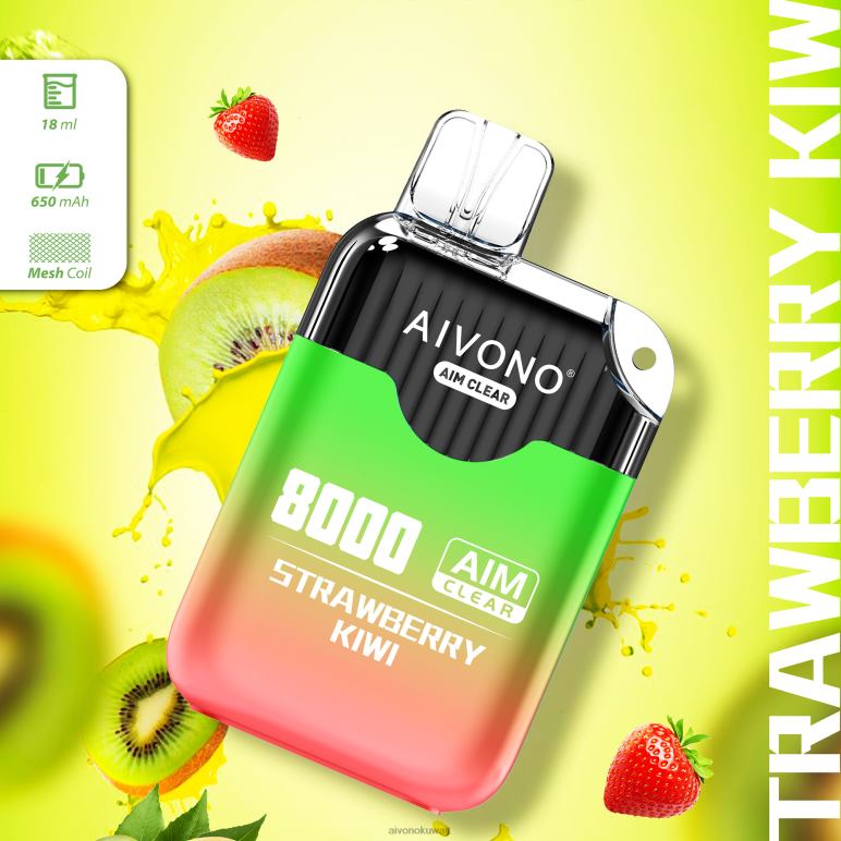 Aivono AIM CLEAR 8000 كيوي فراولة - RF62V210 Aivono Vape Review