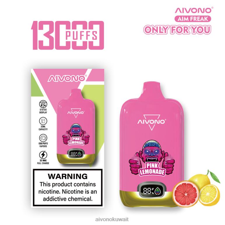 Aivono AIM FREAK 13000 عصير الليمون الوردي - RF62V249 Aivono Kuwait