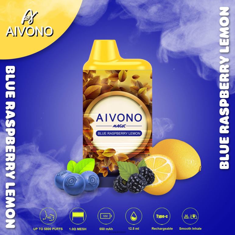 Aivono AIM MAGIC 5800 علبة سجائر بالفم ليمون توت أزرق - RF62V91 Aivono Vape Price