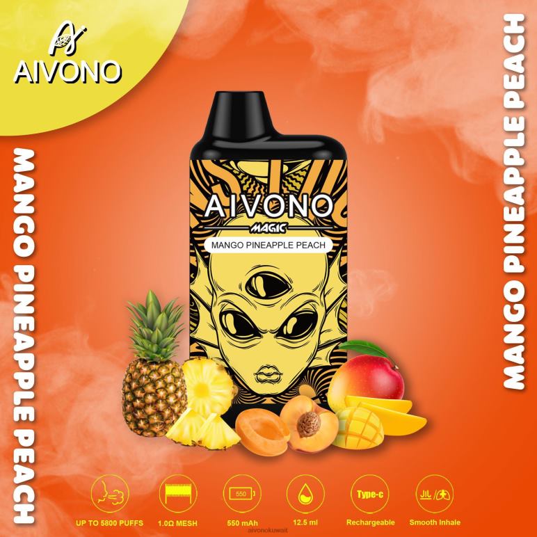 Aivono AIM MAGIC 5800 علبة سجائر بالفم مانجو اناناس خوخ - RF62V88 Aivono Vape Review Reddit