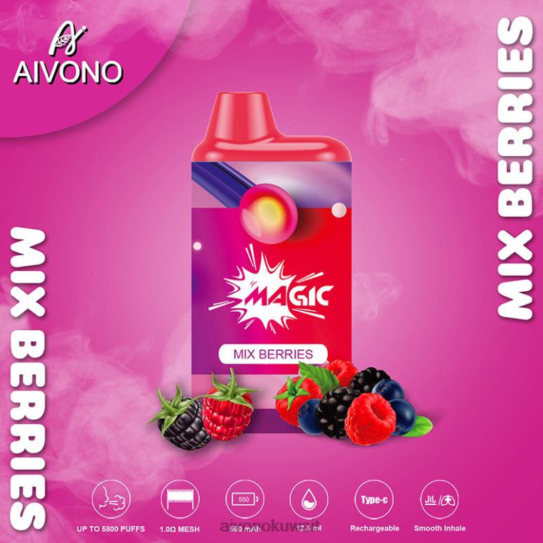 Aivono AIM MAGIC 5800 علبة سجائر بالفم مزيج التوت - RF62V100 Aivono Vape Review Reddit