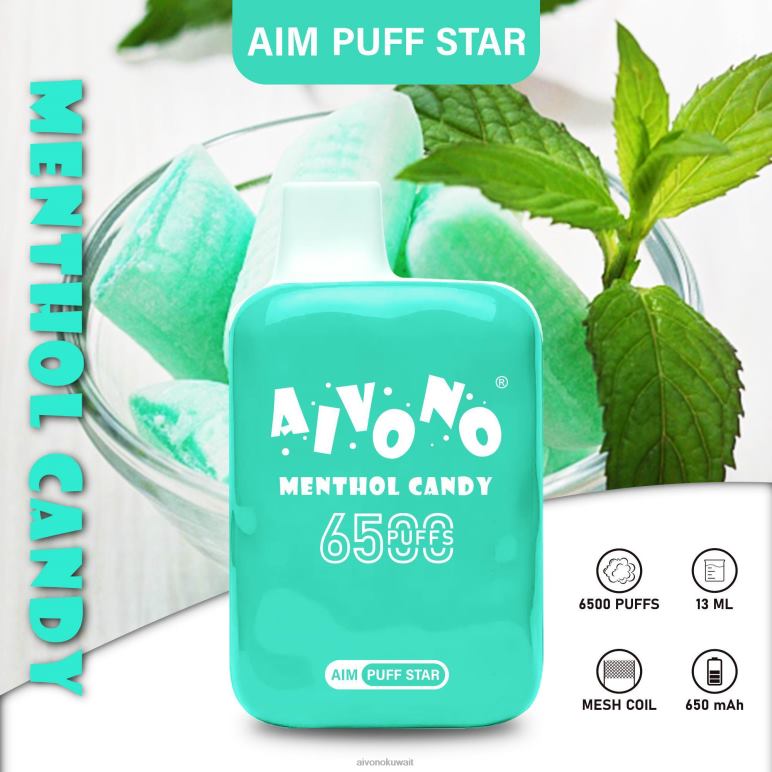 Aivono AIM PUFF STAR 6500 حلوى المنثول - RF62V295 Aivono Vape Price