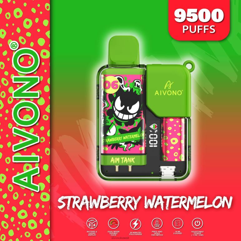 Aivono AIM TANK 9500 الفراولة والبطيخ - RF62V46 Aivono Vape Review