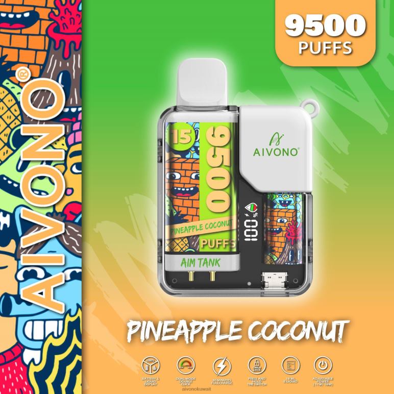 Aivono AIM TANK 9500 جوز الهند الأناناس - RF62V40 Aivono Vape Review Reddit