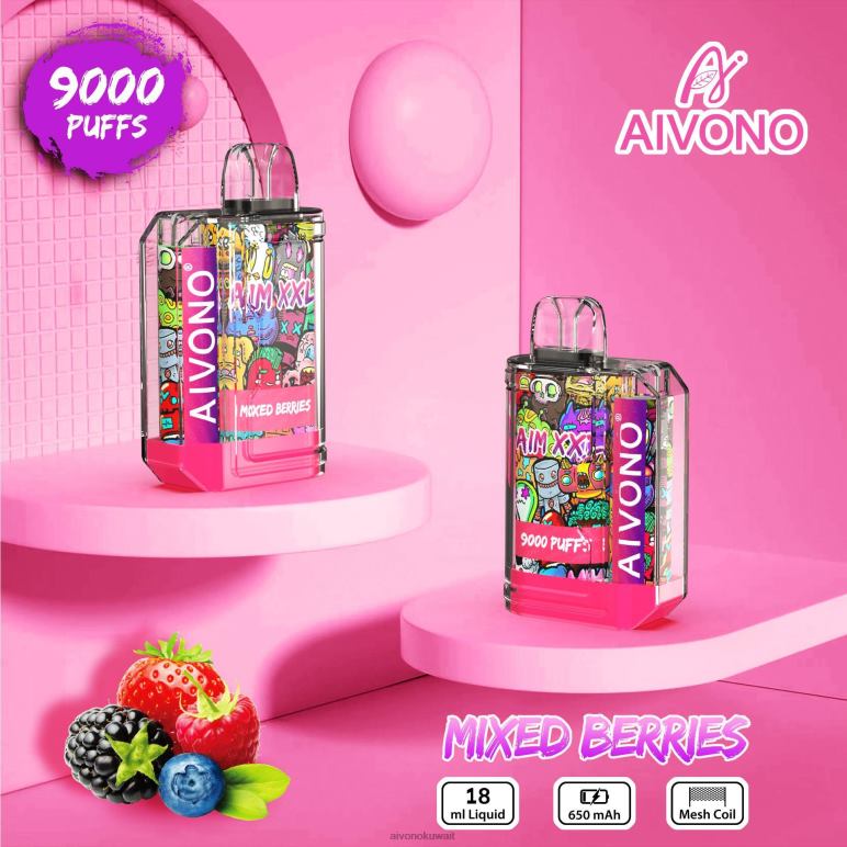 Aivono AIM XXL 9000 ملصق فم شفاف التوت المختلط - RF62V51 Aivono Vape Price