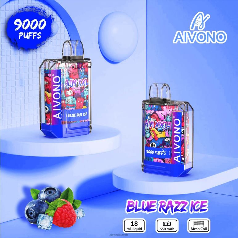 Aivono AIM XXL 9000 ملصق فم شفاف الجليد الأزرق - RF62V54 Aivono Vape Review