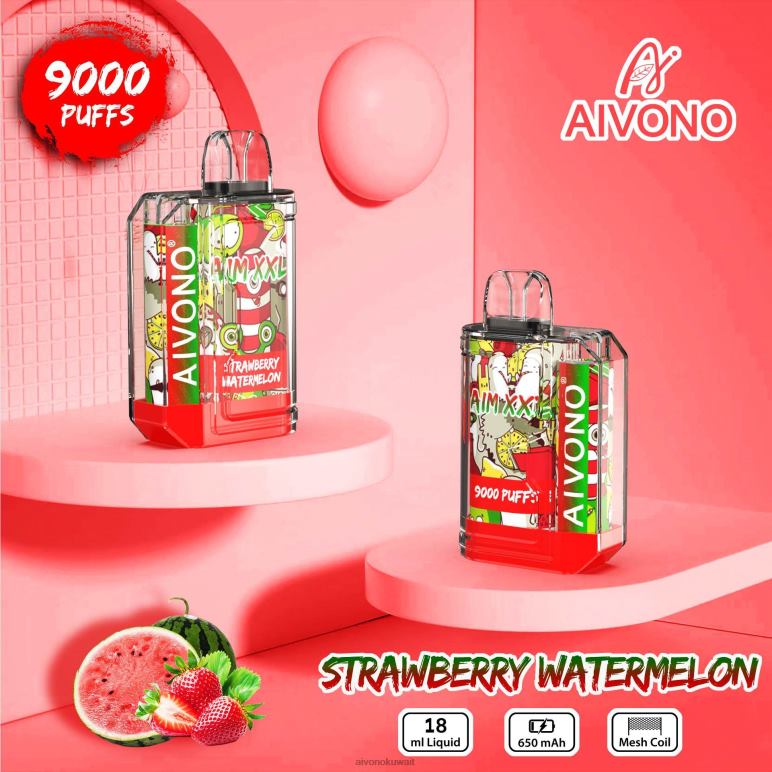 Aivono AIM XXL 9000 ملصق فم شفاف الفراولة والبطيخ - RF62V53 Aivono Kuwait