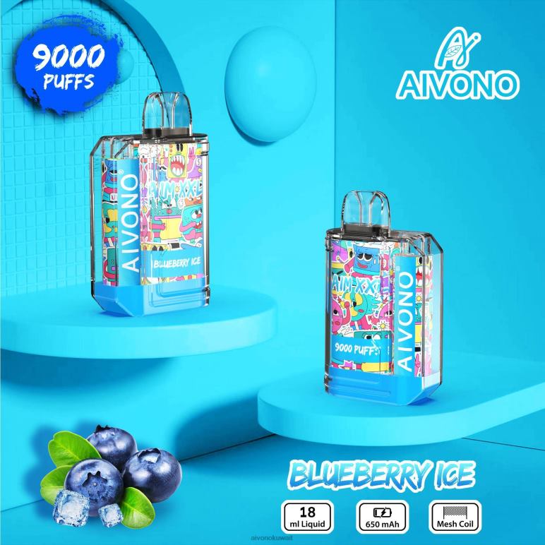 Aivono AIM XXL 9000 ملصق فم شفاف جليد التوت - RF62V50 Aivono Vape Review
