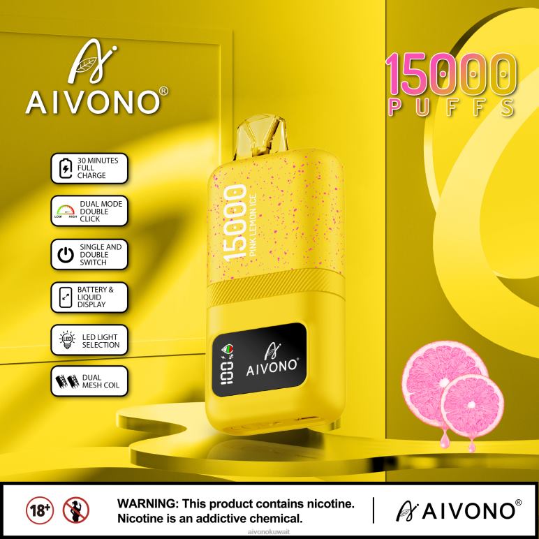 Aivono AIM magic 15000 ثلج ليمون وردي - RF62V61 Aivono Kuwait
