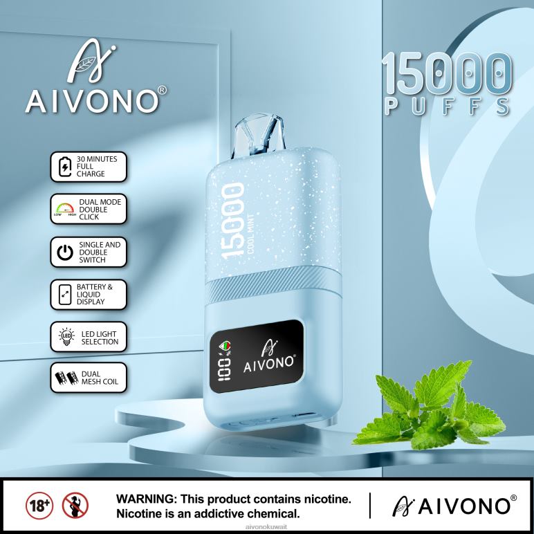 Aivono AIM magic 15000 نعناع بارد - RF62V62 Aivono Vape Review