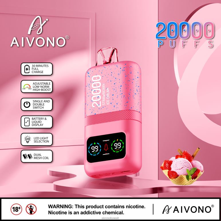 Aivono AIM magic 20000 آيس كريم الفراولة - RF62V80 Aivono Vape Review Reddit