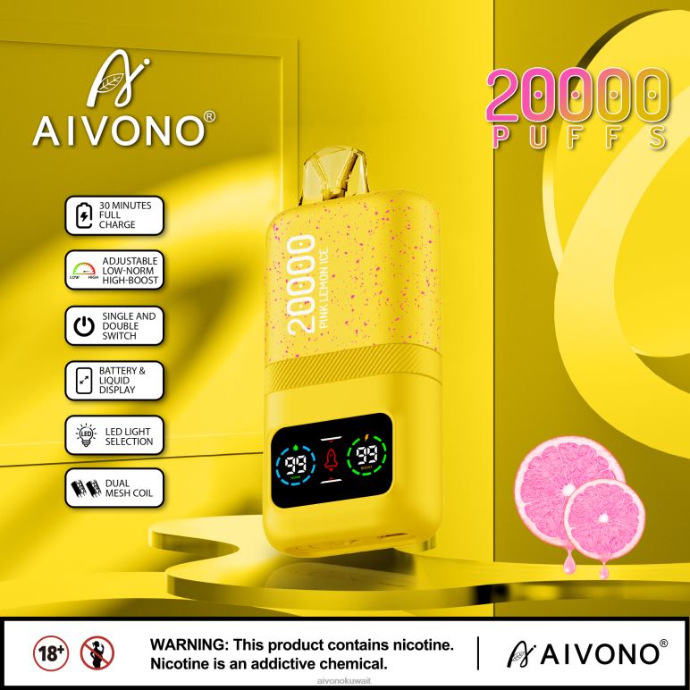 Aivono AIM magic 20000 ثلج ليمون وردي - RF62V83 Aivono Vape Price