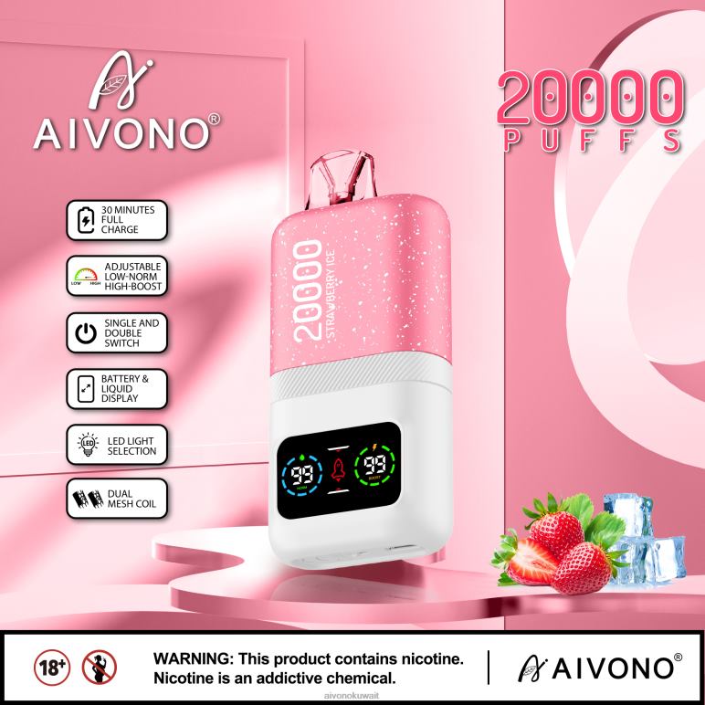 Aivono AIM magic 20000 جليد الفراولة - RF62V74 Aivono Vape Review
