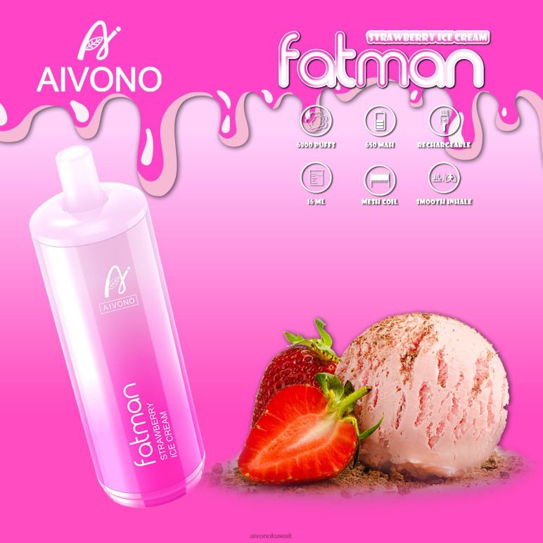 Aivono FATMAN 6800 آيس كريم الفراولة - RF62V21 Aivono Kuwait