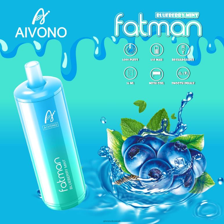 Aivono FATMAN 6800 النعناع التوت - RF62V22 Aivono Vape Review