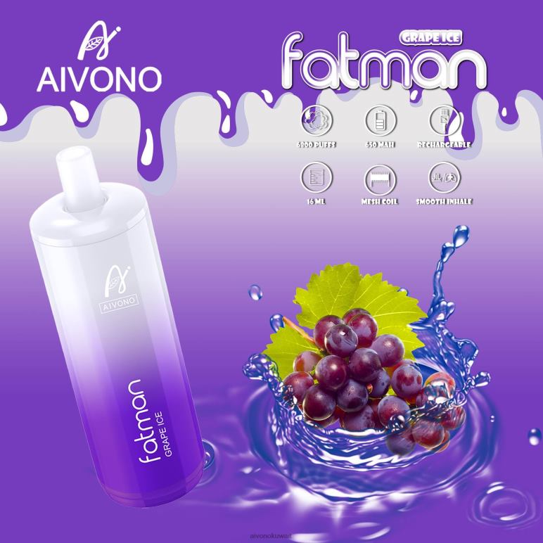 Aivono FATMAN 6800 جليد العنب - RF62V24 Aivono Vape Review Reddit