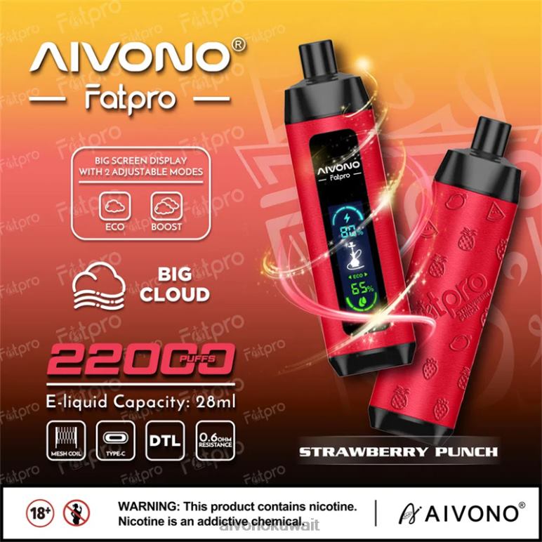 Aivono Fatpro 22000 لكمة الفراولة - RF62V8 Aivono Vape Review Reddit