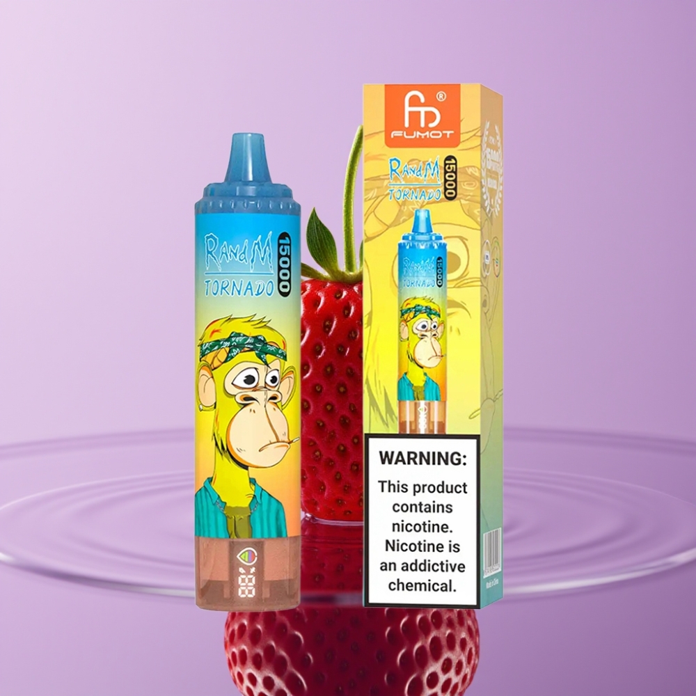 Fumot RandM Tornado 15000 Puffs فراولة - 25مل، 850مللي أمبير، شاشة LCD