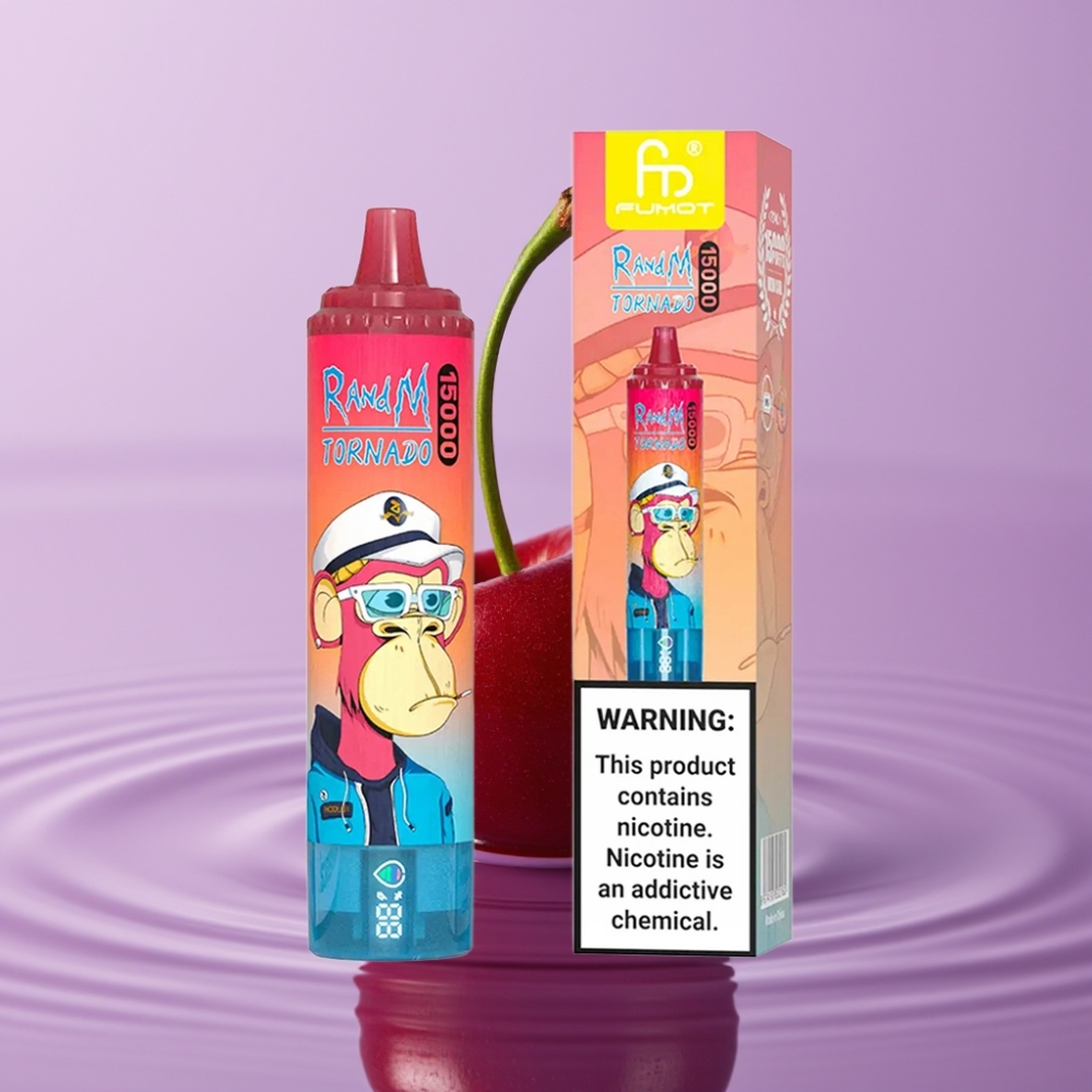 Fumot RandM Tornado 15000 Puffs كرز - 25مل، 850مAh، شاشة LCD