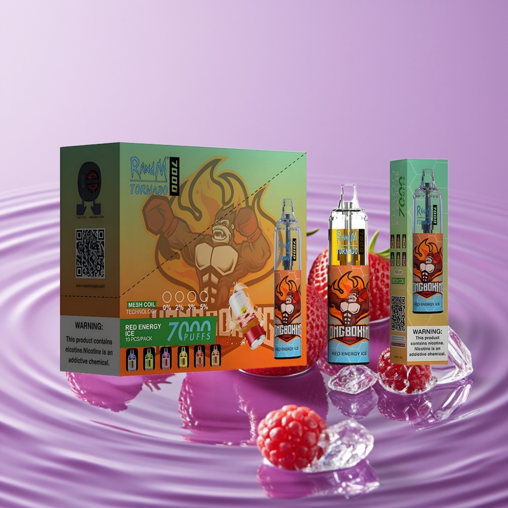 Fumot Tornado 7000 بخاخ قابل للتخلص منه نكهة Red Energy Ice 7000 نفث 14 مل بطارية 850 مللي أمبير