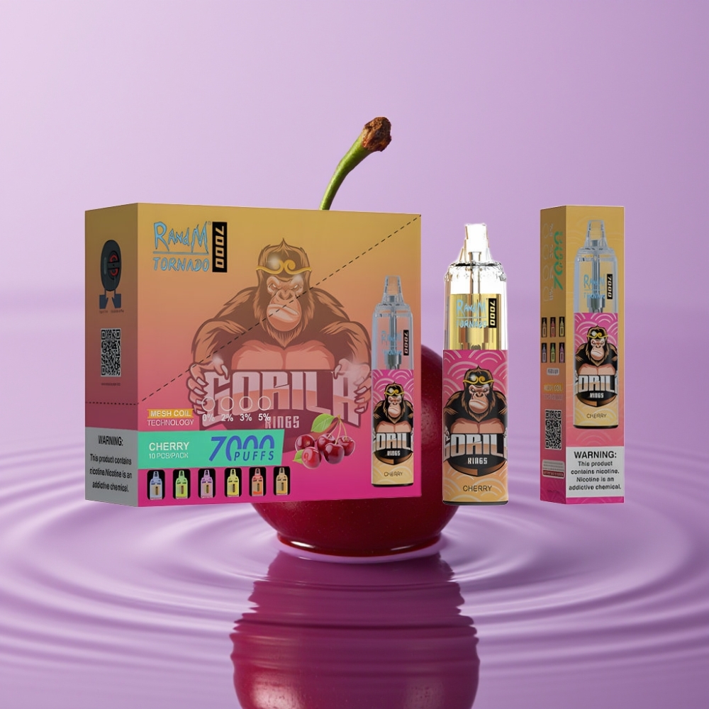 Fumot Tornado 7000 فاب disposable - كرزي، 7000 نفخة، 14 مل، بطارية 850 ملي أمبير، Type-C