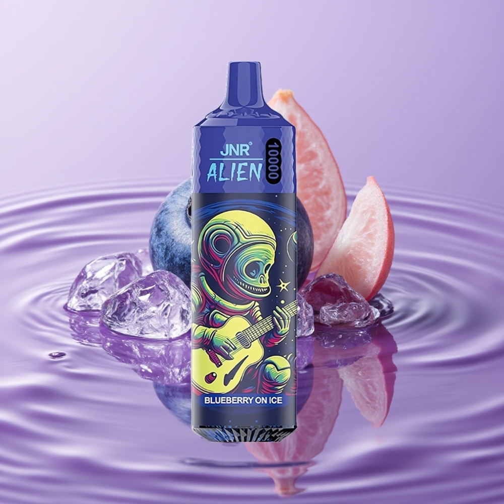 JNR Alien 10000 Puffs تبغ إلكتروني - توت أزرق مثلج، 850mAh، شحن Type-C، إضاءة LED