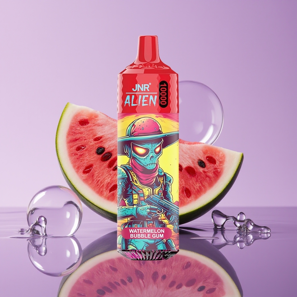 JNR Alien 10000 Puffs سيجارة إلكترونية بنكهة بطيخ وعلكة – 850mAh، 20ml، شحن Type-C