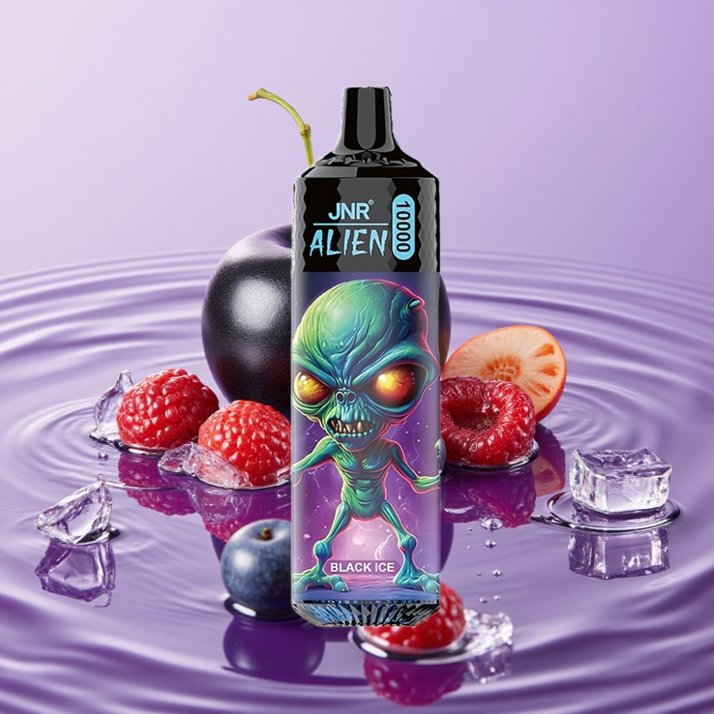 JNR Alien 10000 Puffs سيجارة إلكترونية بنكهة بلاك آيس - 850mAh، شحن Type-C، إضاءة LED