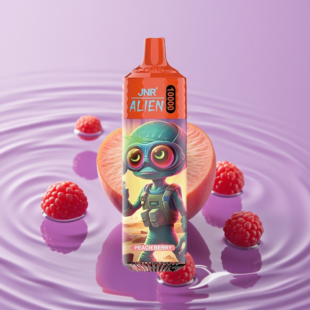 JNR Alien 10000 نفخة - خوخ وتوت، 850mAh، شاحن Type-C، أضواء LED