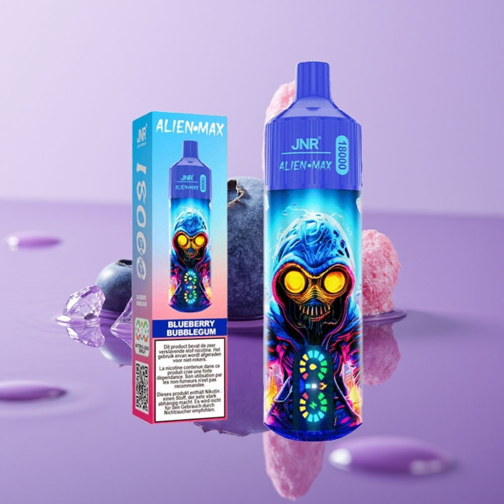 JNR Alien Max 18000 Puffs (علكة التوت الأزرق) بشاشة LED مزدوجة ملف مزدوج 28مل 850مللي أمبير