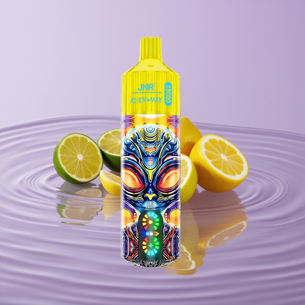 JNR Alien Max 18000 Puffs بخاخ إلكتروني ليمون ولايم - شاشة LED ذكية، 28مل، 850مAh
