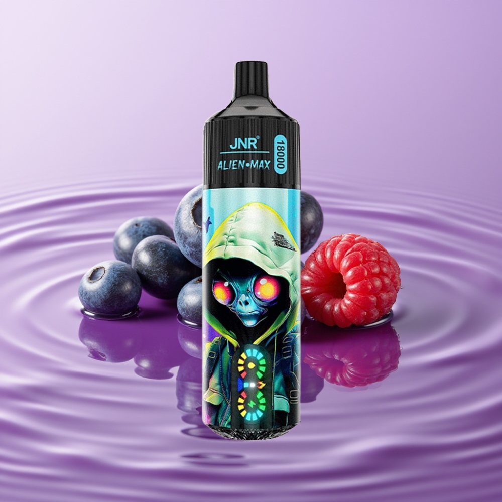 JNR Alien Max 18000 Puffs تبغ إلكتروني بنكهة التوت الأزرق والتوت الأحمر - شاشة LED، 20 نكهة، 850mAh