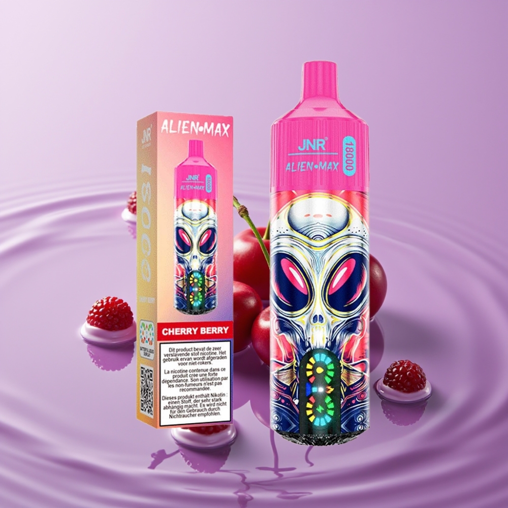 JNR Alien Max 18000 Puffs فاب بنكهة الكرز والتوت - شاشة LED، 28مل، شحن Type-C