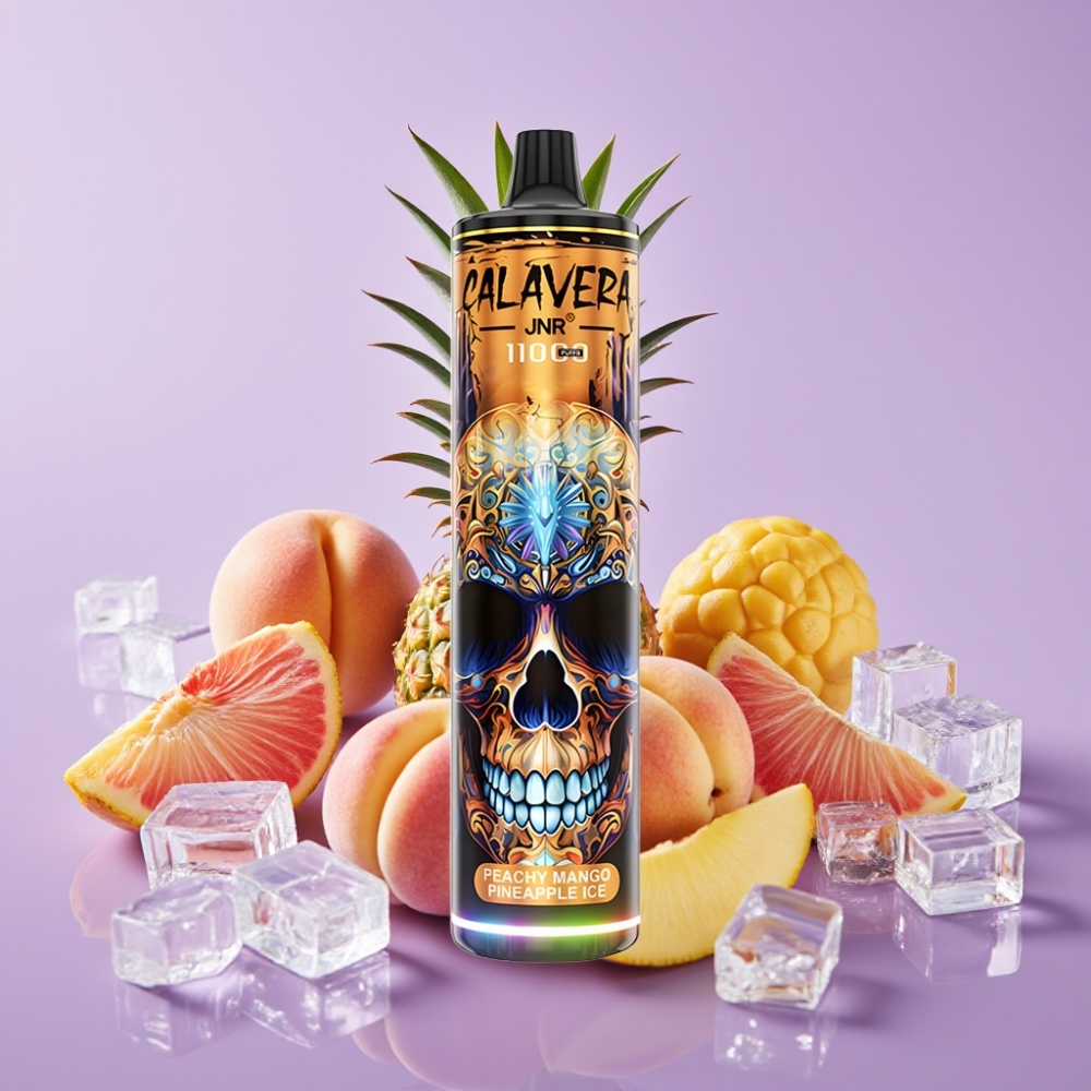 JNR Calavera 11000 Puffs بخاخ نكهة الخوخ والمانجو والأناناس مثلج - 850mAh 21ml 10ohm