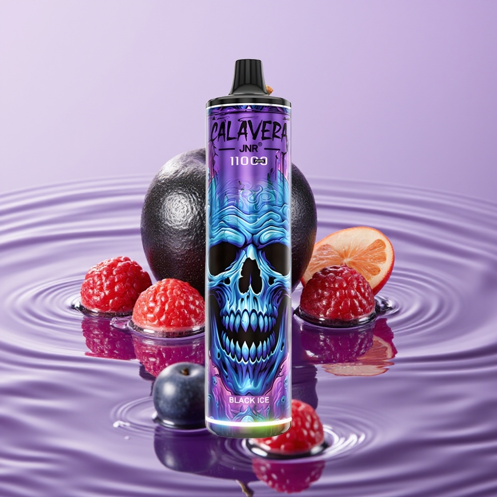 JNR Calavera 11000 Puffs جهاز تبخير للاستخدام الواحد - Black Ice (أسود ثلجي)، 850mAh، 21ml
