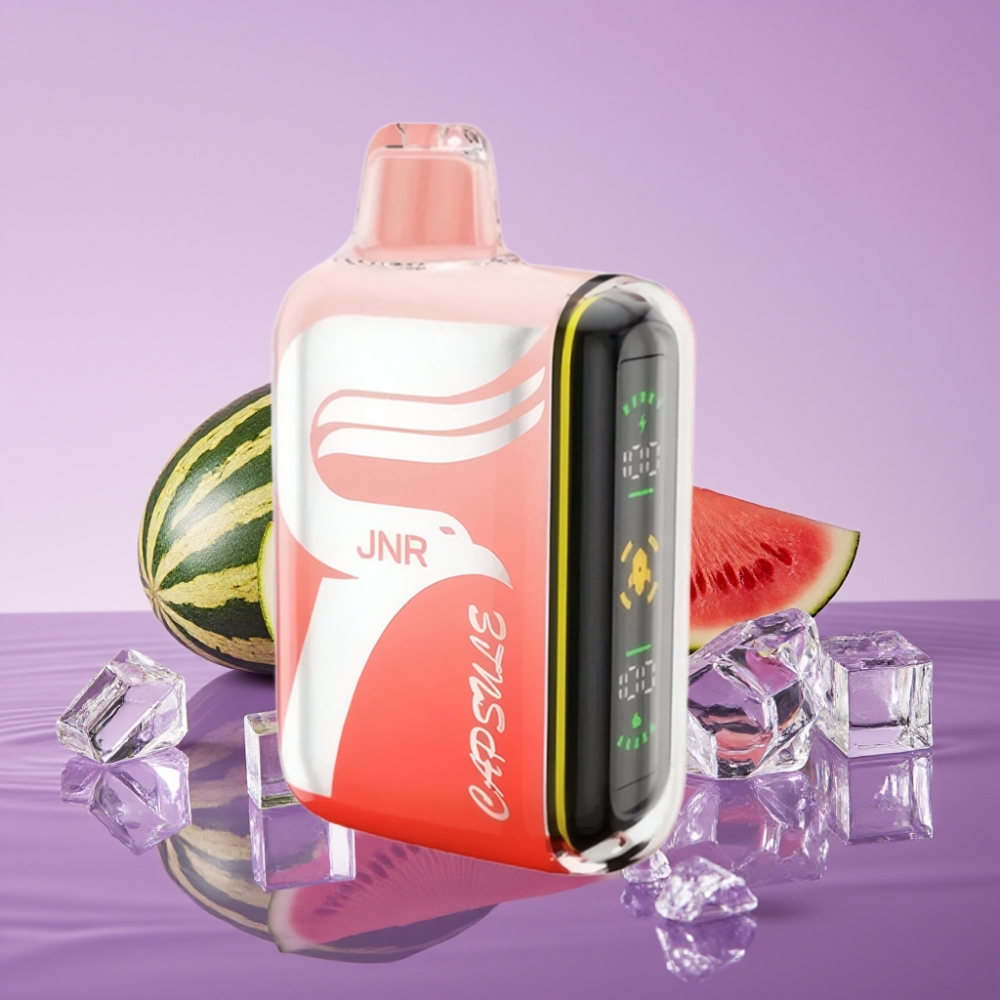 JNR Capsule 15000 Puffs - بطارية 850mAh، سعة 20ml، شاشة LED، شحن سريع Type-C، نكهة البطيخ البرازيلي المثلج