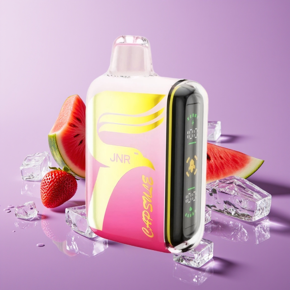 JNR Capsule 15000 نفخة - فراولة بطيخ مثلج، 20مل، شاشة LED، شحن سريع Type-C