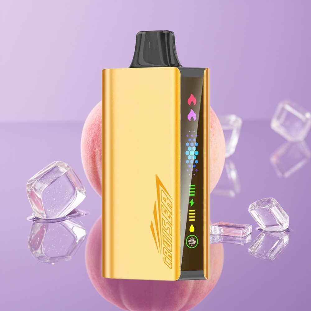 JNR Cruiser 12000 Puffs خوخ مثلج بدون شحن، بطارية 3500 مللي أمبير، شاشة عرض متحركة، جسم معدني بالكامل