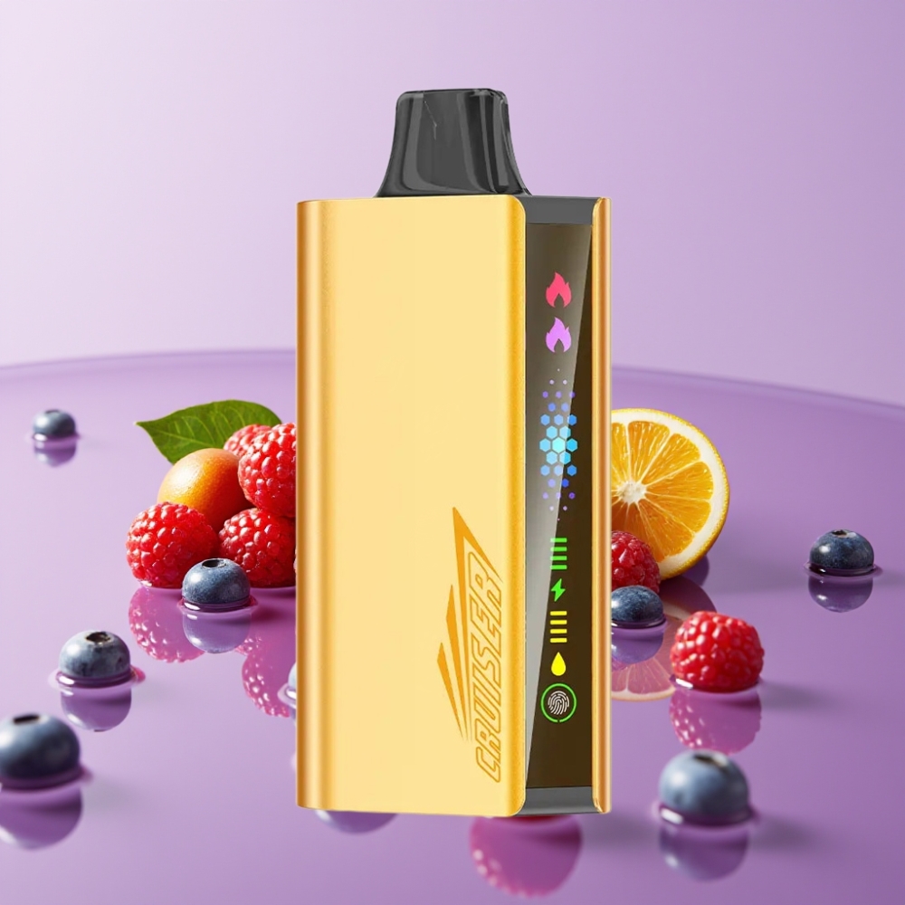 JNR Cruiser 12000 Puffs نكهة التوت المختلط - شاحن مدمج، بطارية 3500 مللي أمبير، شاشة عرض