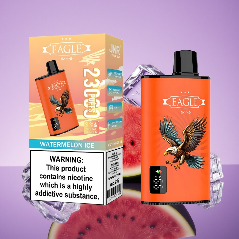 JNR EAGLE Smart 23000 Puffs Disposable Vape بطيخ مثلج - شاشة رقمية، 10ohm، 750mAh