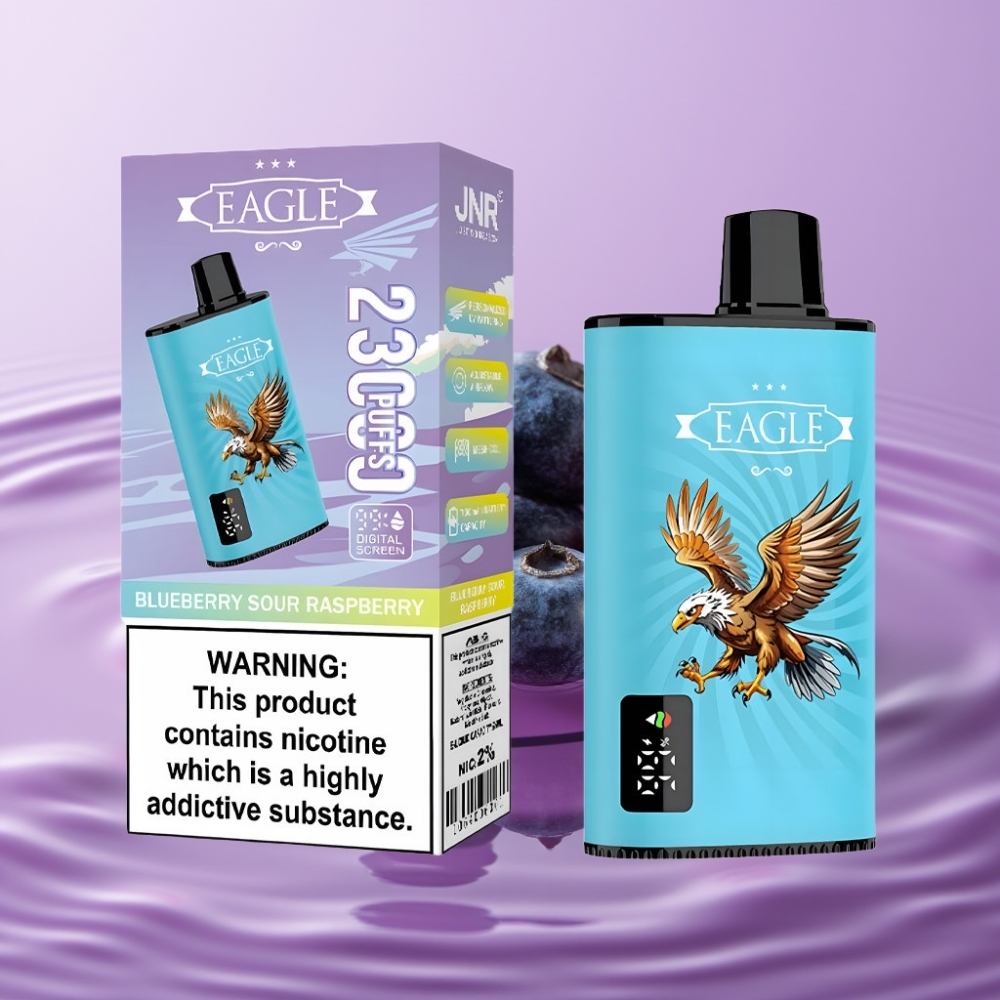 JNR EAGLE Smart 23000 نفث سحبة إلكترونية - توت أزرق وعنب أحمر حامض، شاشة رقمية، 25مل، 2 نيكوتين